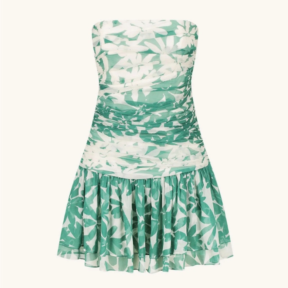 Shona Joy Marguerite Strapless Contrast Mini Dress